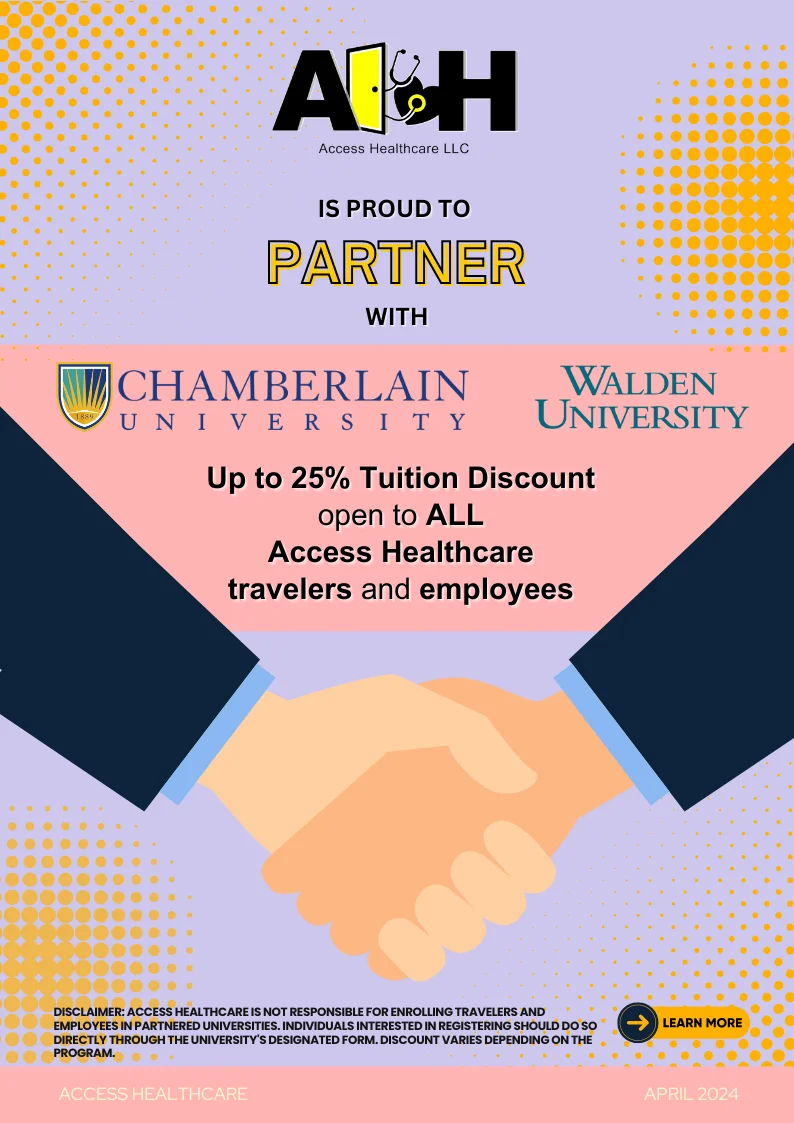 Tuition Discount open to all Access Healthcare Travelers and employees